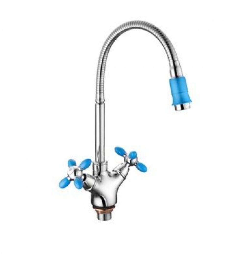 Смеситель 4882AM-1 для кухни с гибким изливом.(синий)