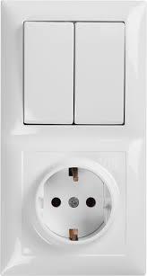 Блок UNIVERSAL "Олимп" розетка 16А + выключатель двуклавишный 10А белый с заземлением