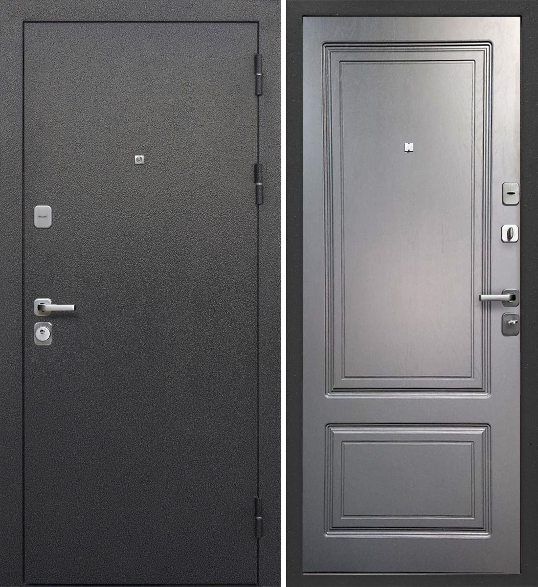 Дверь мет. левая 860мм Толстяк Букле черный Ясень графит светлый