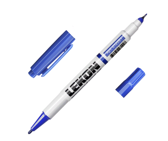 Маркер LEKON перм. двухсторонний синий 0,5/1мм "Duo"