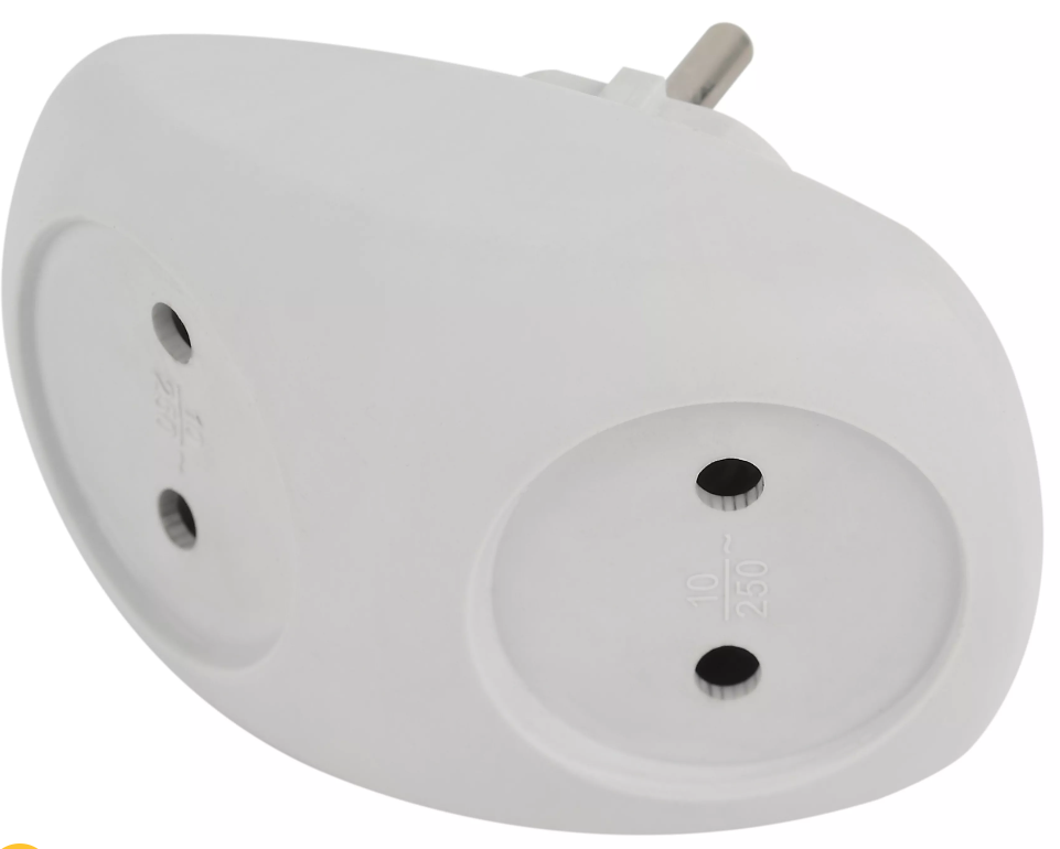 Разветвитель ЭРА SPx-2-W электрический  10А белый двухместный без заземления