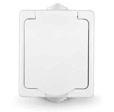 Розетка UNIVERSAL "Аллегро" 16А с крышкой белая одноместная с заземлением