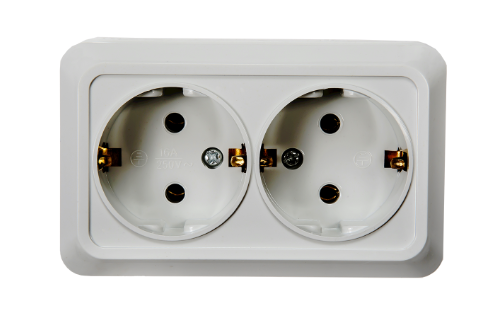 Розетка накл. ASD "Bolleto" 16А двухмест. с/з