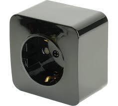 Розетка 1-м. с/з черный STEKKER