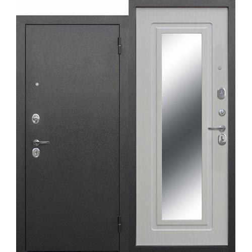 Дверь мет. 6см Царское зеркало 860 правая Серебро Белый ясень