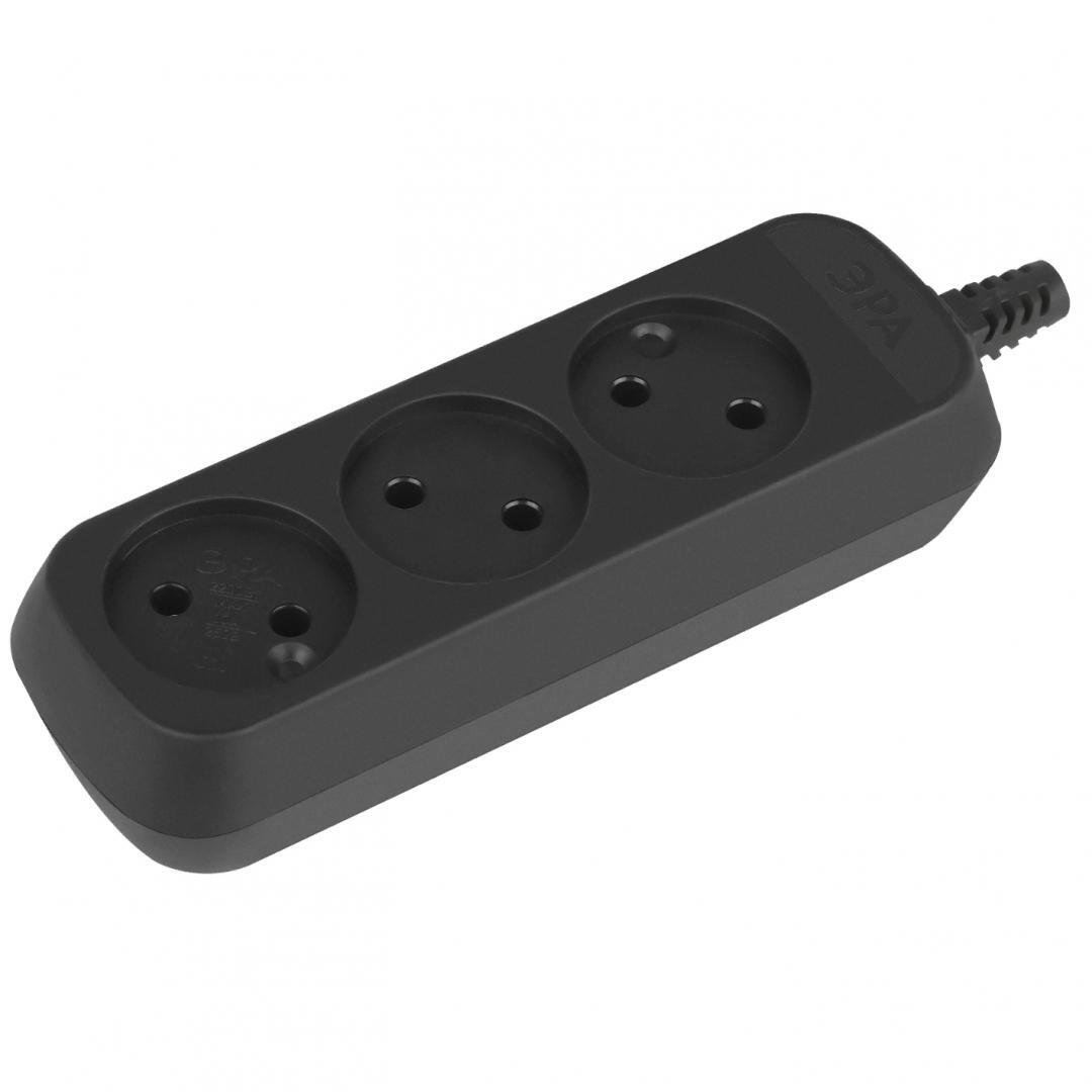 Колодка ЭРА КХ-3-В 3 розетки без заземления черная