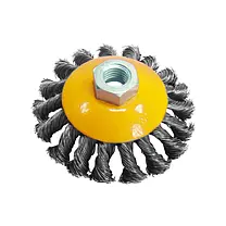 Щетка-крацовка дисковая 100 мм витая с гайкой м14 для углошлифовальной машины