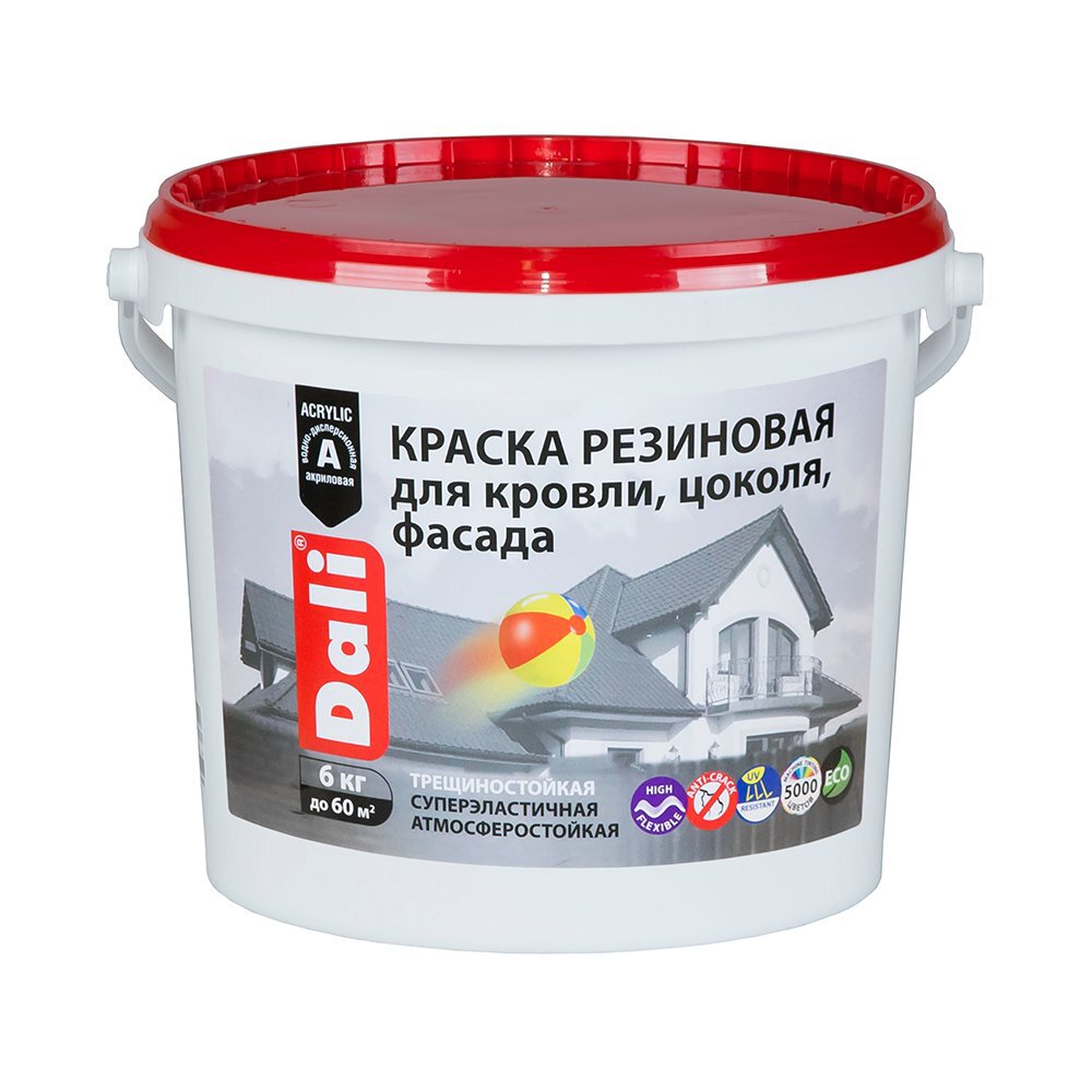 Краска фасадная резиновая серая 12кг "DALI"