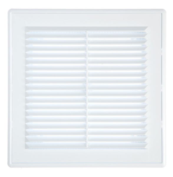 Решетка вентиляционная КОСМОВЕНТ с сеткой ЛР200 200х200мм пластик цвет белый рамка