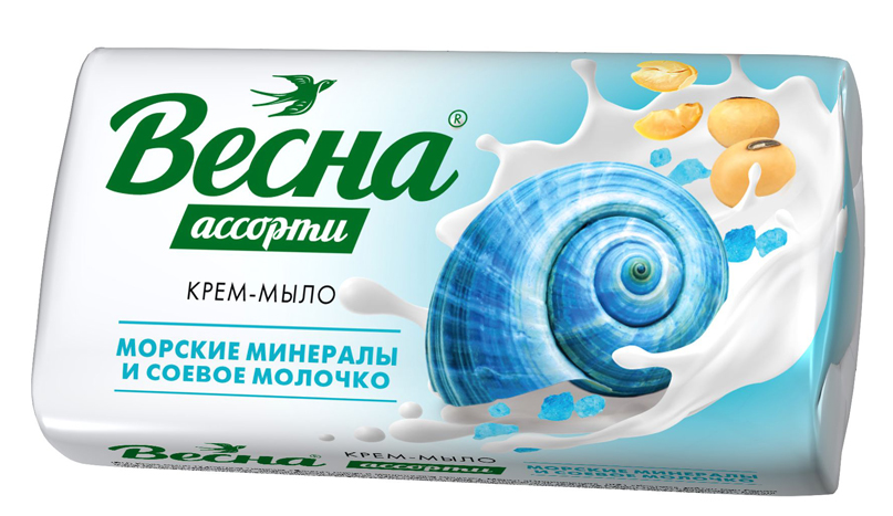 Мыло туалетное ВЕСНА "Морские минералы и соевое молочко" 90 г