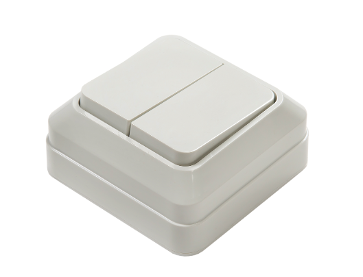 Выключатель ASD "Boletto" 10А 220В о/у двухклавишный белый