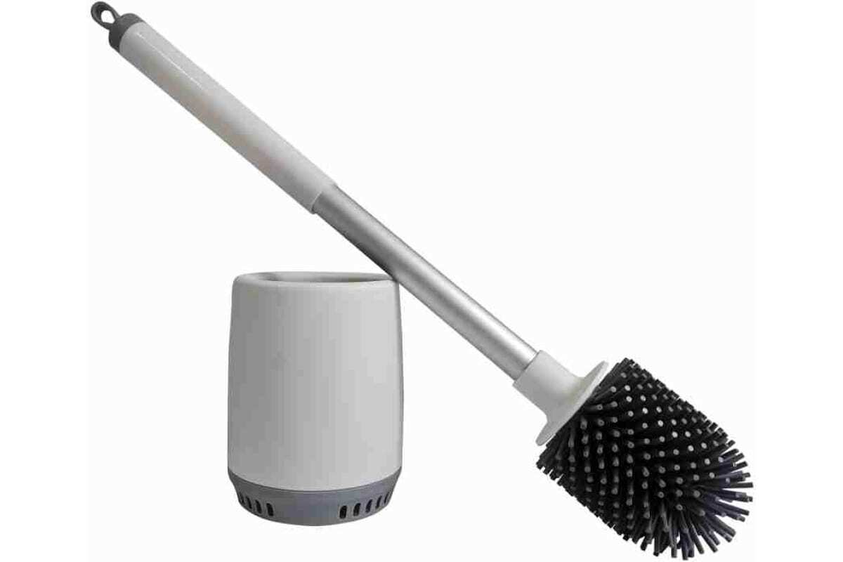 Туалетная щетка НР-ТЕ01 силиконовая с подставкой