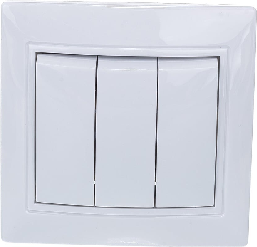 Выключатель UNIVERSAL "Севиль" (арт. С0043) 10А 220В встраиваемый (скрытый) трехклавишный белый