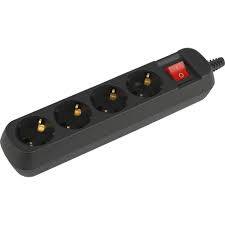 Колодка ЭРА KX-4es-B 4 розетки с заземлением с выключателем черная