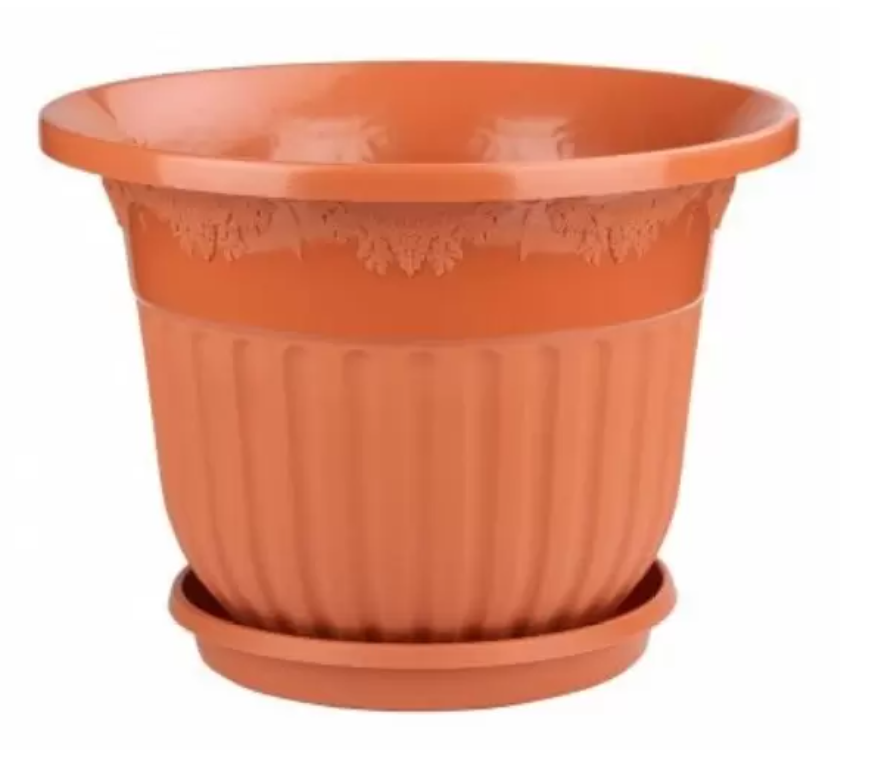 Горшок-кашпо АЛЬТЕРНАТИВА "Лозанна" с поддоном коричневый 25 л