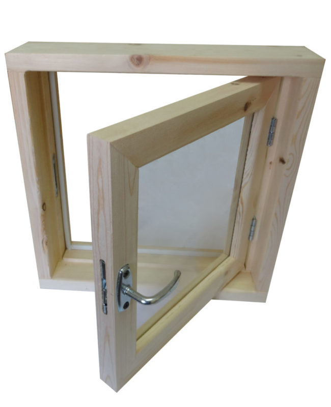 Окно банное "Липа" 450*450 мм. (Бронза, 2стекла)