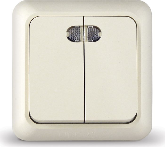 Выключатель UNIVERSAL "Олимп" 10А двухклавишный беж.