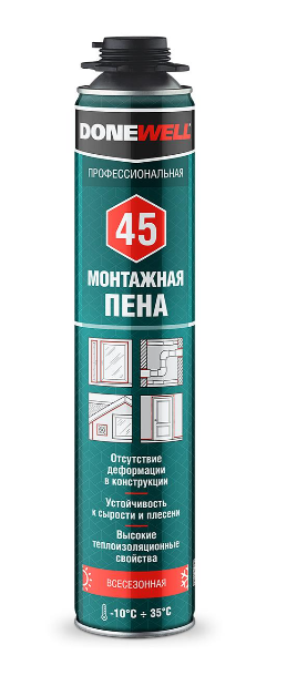 Пена монтажная DONEWELL 45 полиуретановая профессиональная  всесезонная 1000 мл