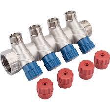 Коллектор Valtec регулир. нар.резьба 4 вых. 3\4х1\2 никель VТс.560.N.0504