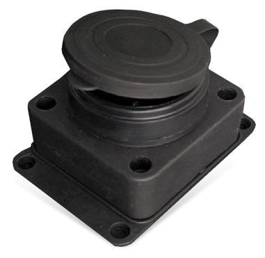 Розетка "Universal" 16А с заглушкой каучук черный одноместная с заземлением