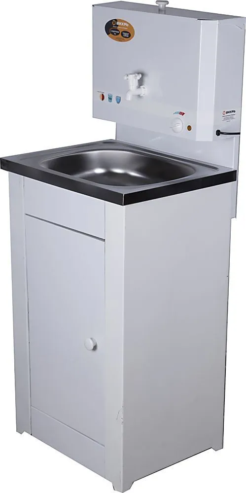 Умывальник дачный КОМФОРТ, с подогревом, нержавеющая мойка,белый