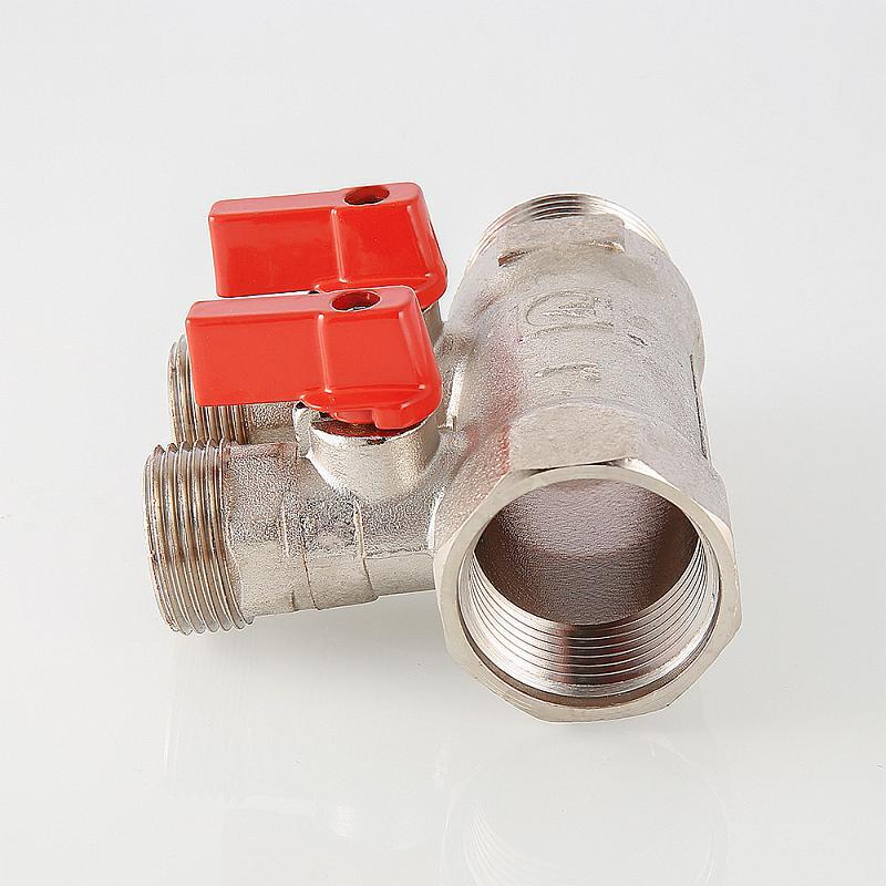Коллектор Valtec с отсек. кранами 2 вых. 1'х1\2 нар. рез. никель УТс.580 N.0602
