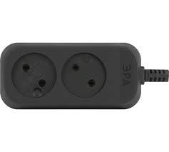 Колодка ЭРА KX-2-В 2 розетки без заземления черная