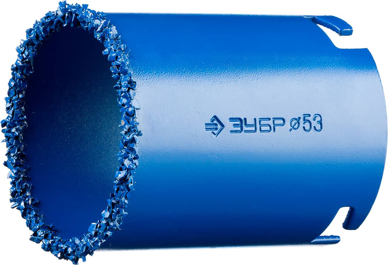 Коронка кольцевая ЗУБР 53мм, L55мм,карбид вольфрама, Профессионал (33350-53)