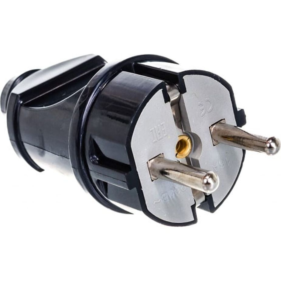 Вилка эл. с/з прямая черный