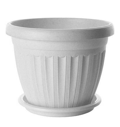 Кашпо "Баргузин" плластиковое  с поддоном белое 300 мм, 9,5 л (арт.4015)