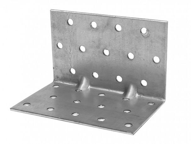 Уголок крепеж. 60х60х100х2мм с двумя ребрами, оцинк.