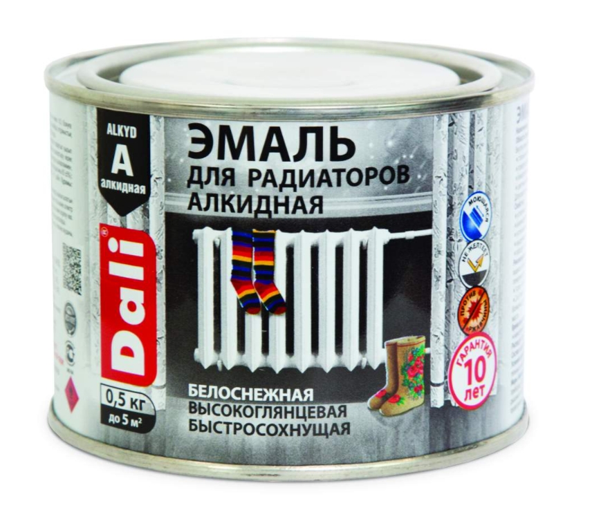 Эмаль DALI для радиаторов акриловая белая 0.5 кг