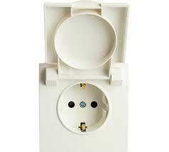 Розетка 1-местная с крышкой с/3, 250В белый/серый STEKKER