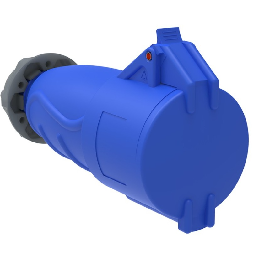 Розетка IEK 16А 220В переносная о/у (арт. 515631) синяя одноместная с заземлением