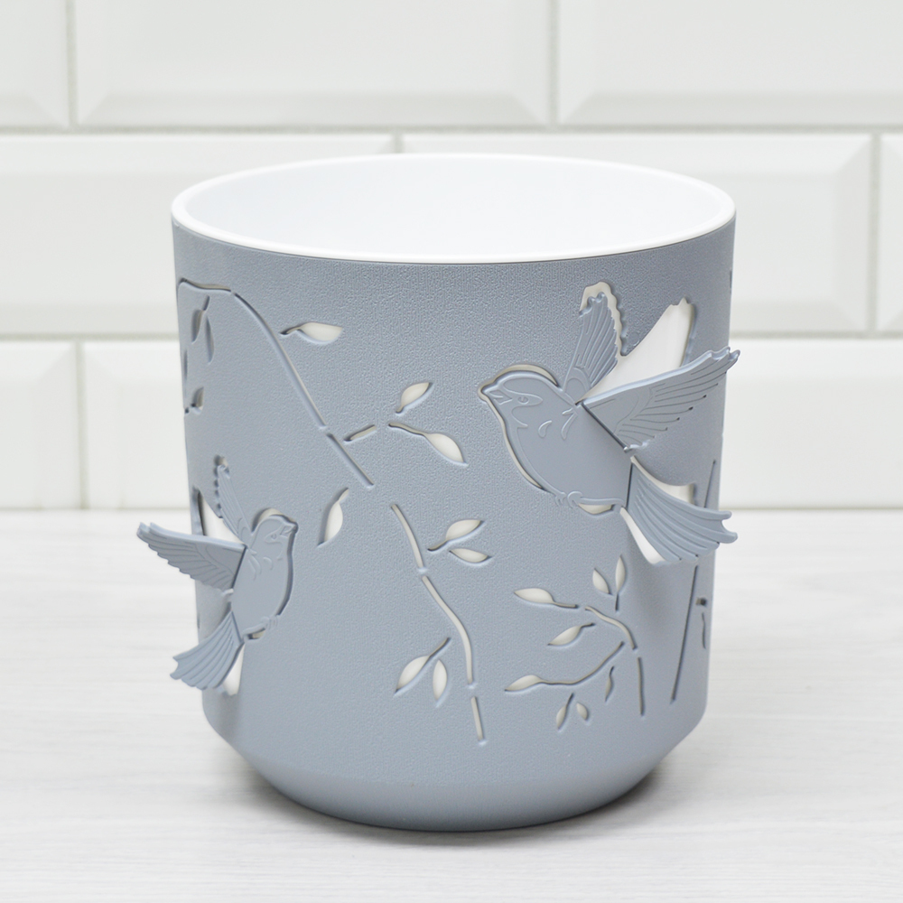 BMC Кашпо "Колибри" (2,5л) Цв. Серый жемчуг/белый