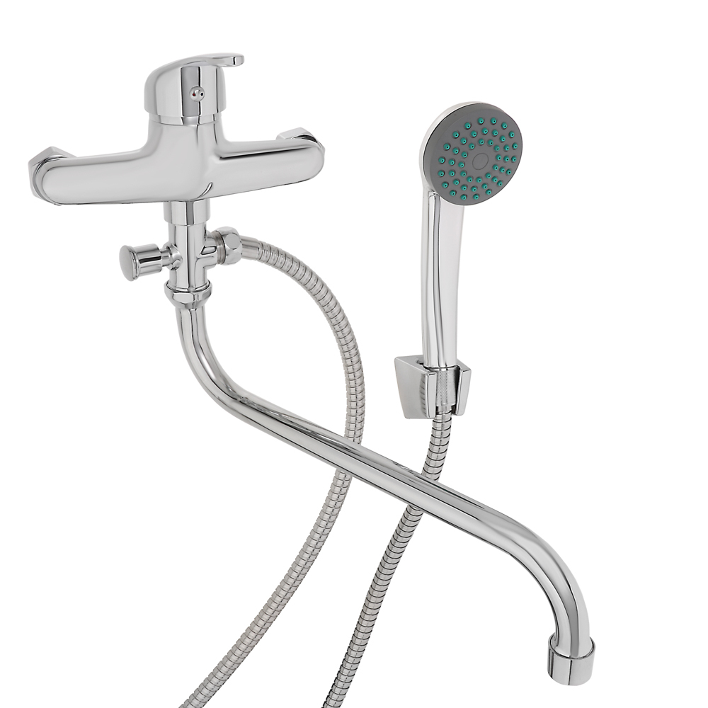 Смеситель для ванны с длинным изливом,переключатель в корпусе-картридж.Хром цин