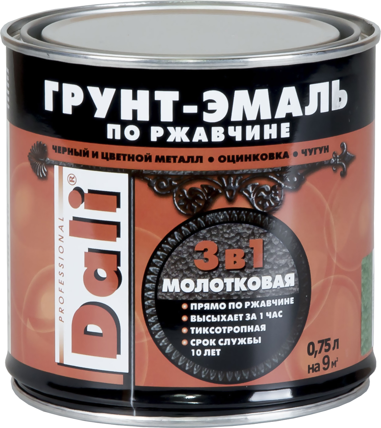 Грунт-эмаль DALI молотковая по ржавч. шокол. 0.75л