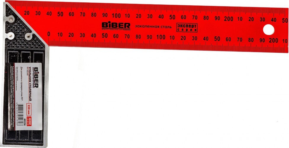 Угольник столярный 250 мм BIBER "Эксперт"