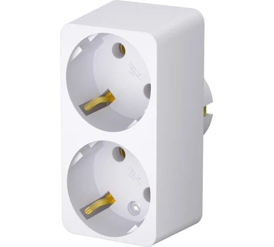 Разветвитель ФОТОН АМ 16-2Е 16А 220В белый двухместный с заземлением