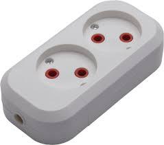 Розетка переносная 2 гнезда с заземл. белая STEKKER