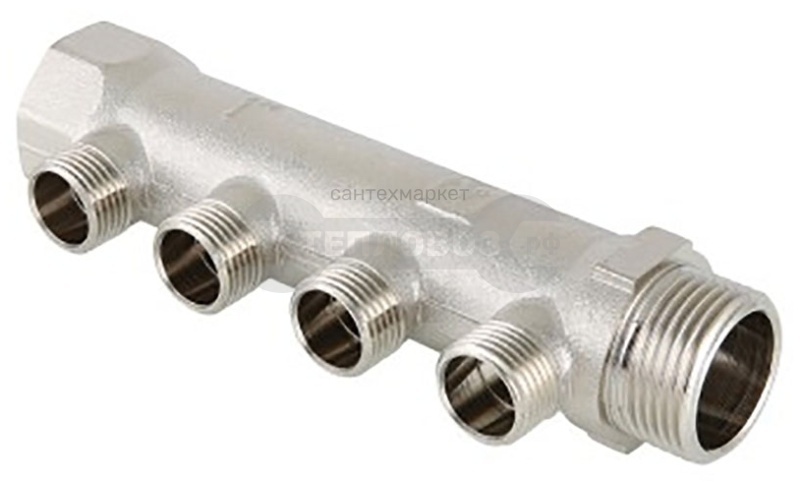 Коллектор Valtec регулир. нар. резьба 4 вых. 1'х1\2 никель VТс.560.N.0604