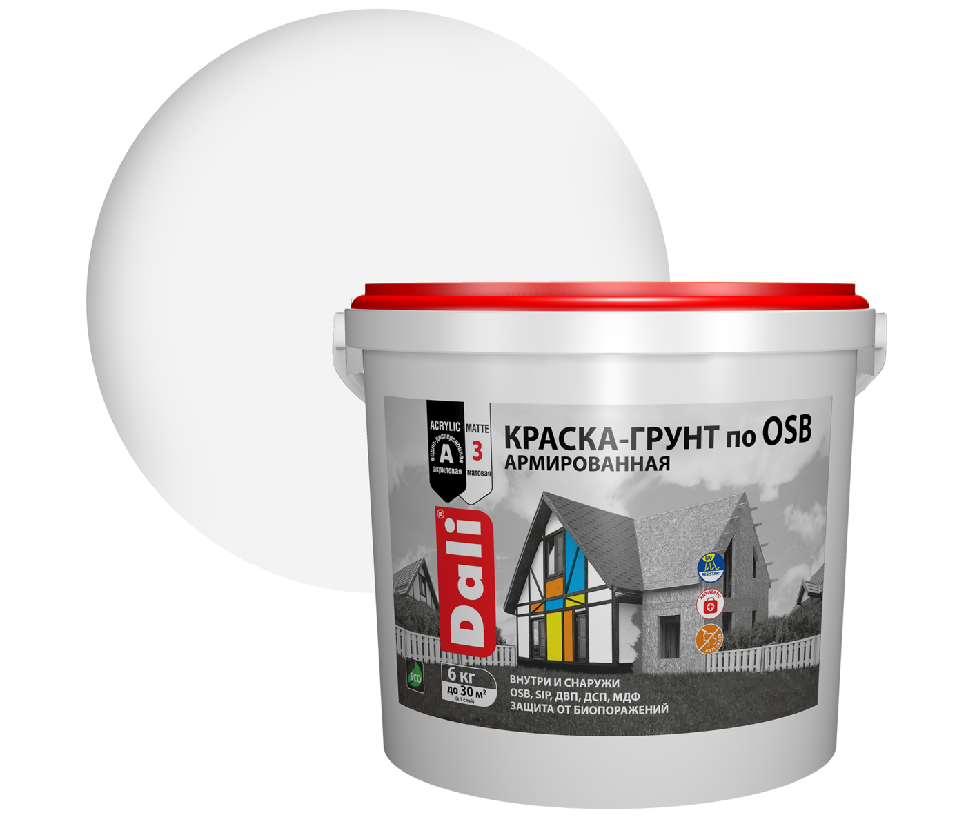 Краска-грунт по OSВ армир. белая 6кг