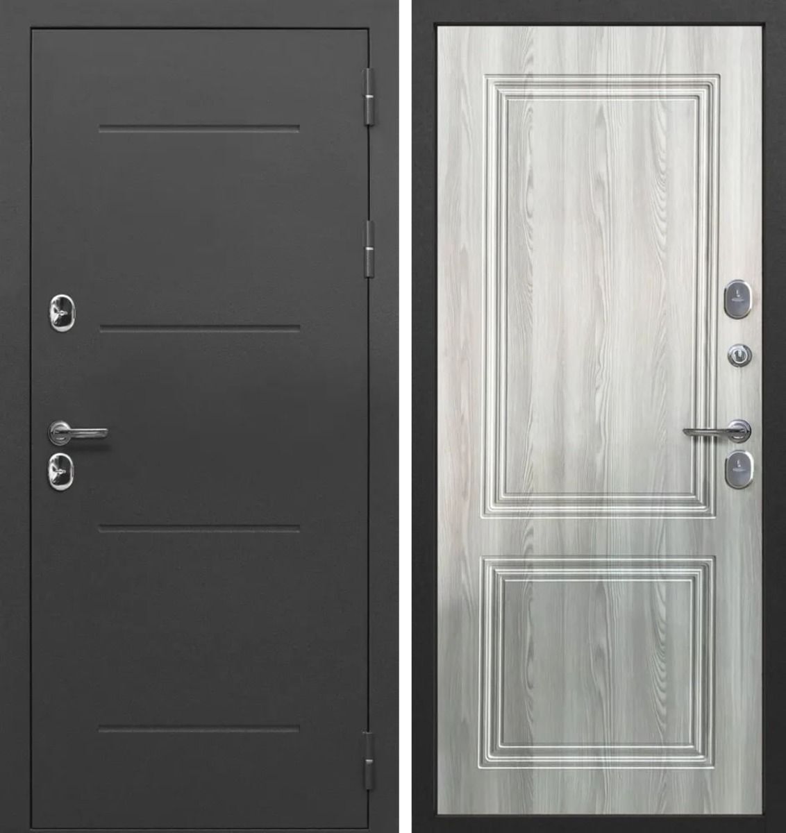 Дверь мет.11 см правая (860мм) Серебро Ривьера айс