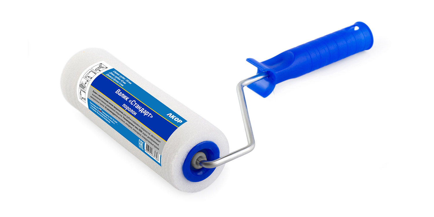 Валик малярный 100мм АКОР "Стандарт"с ручкой поролон