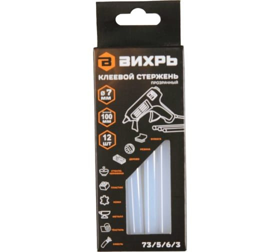 Клеевой стержень"Вихрь" 7х100мм, 12шт.