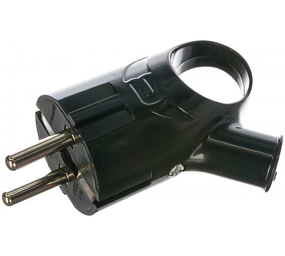 Вилка эл. UNIVERSAL 16А 250В с/з угл. с ушком черный