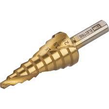 Сверло по металлу ступенчатое, 4-20 мм, 9 ступеней, нитрид., HSS, цилиндр. хв., "Рубин" TDM