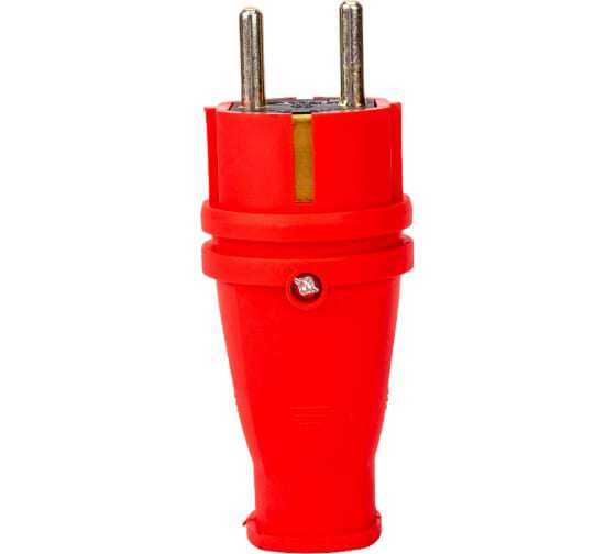 Вилка STEKKER RPG16-21-441 прямая каучуковая 16A 250В красная с заземлением