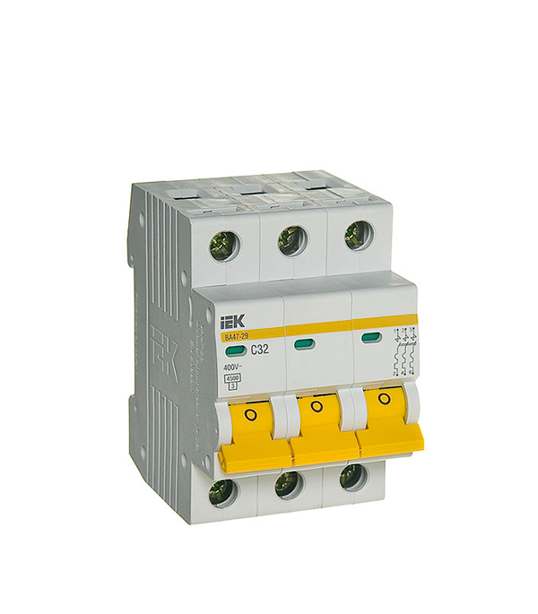 Выключатель автомат. ИЭК ВА47-29 трехполюсной 32А 400В