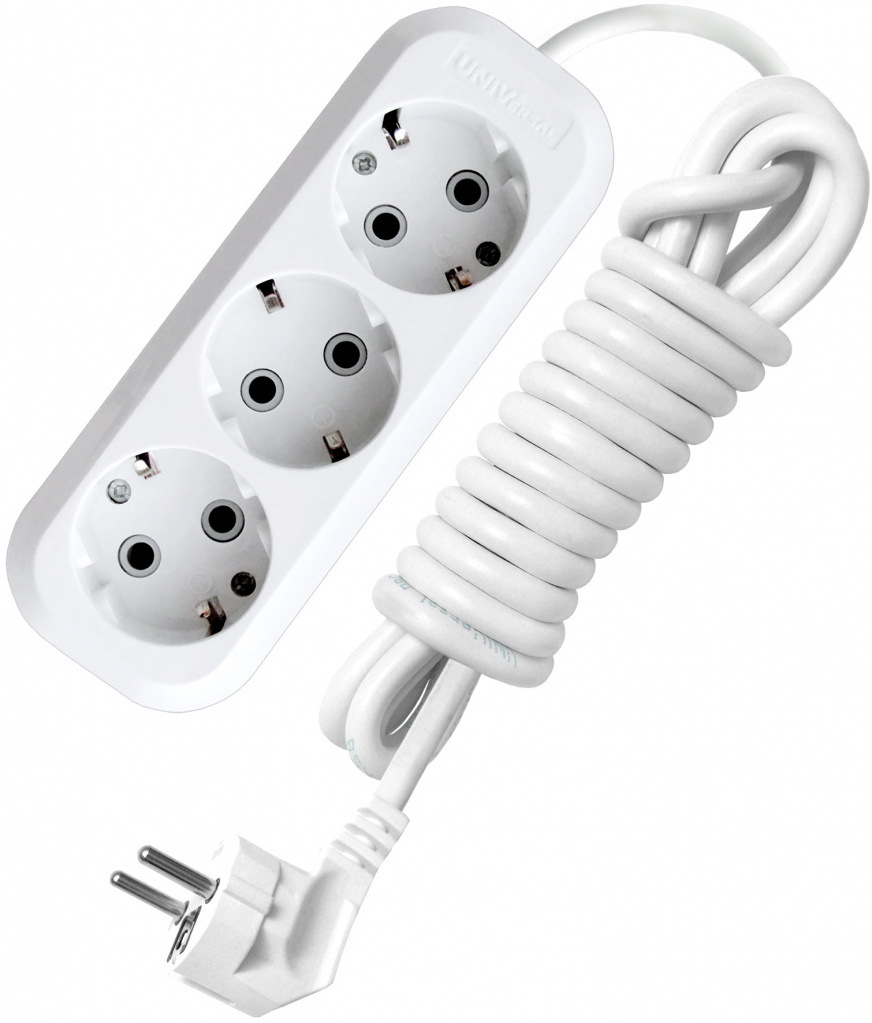 Удлинитель UNIVERSAL 5м белый трехместный с/з